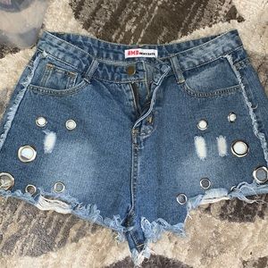 LF Stores Jean denim shorts with rings